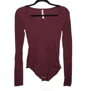 Free People Maroon Bodysuit Sz S